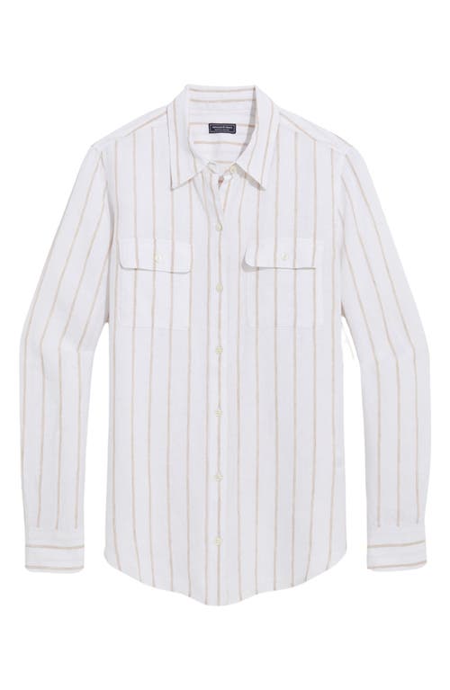 Vineyard Vines Linen Striped Shirt In S Stripe -white/capp