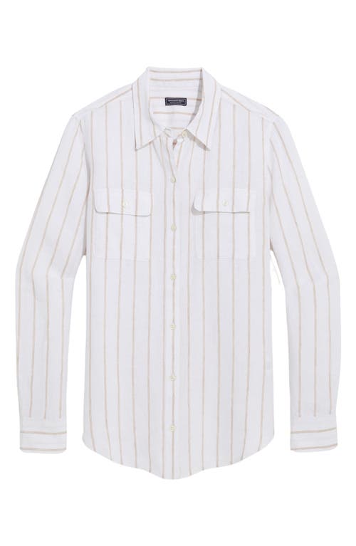 Shop Vineyard Vines Long Sleeve Linen Button-up Shirt In S Stripe -white/capp