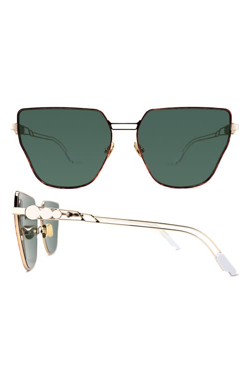 Coco and Breezy Sharita 63mm Oversize Hexagon Sunglasses in Redbrown Tortoise/Green