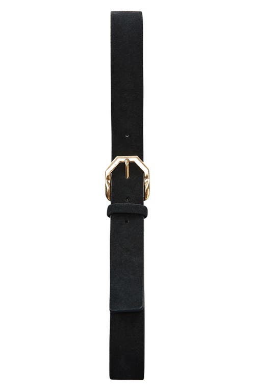 Mango Irregular Buckle Leather Belt In Black