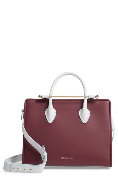 STRATHBERRY MIDI BICOLOR LEATHER TOTE,20194-250-125-351-W