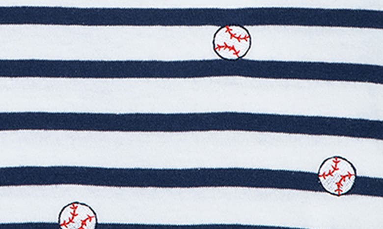 Shop Little Me Baseball Cotton Romper & Sunhat In Blue