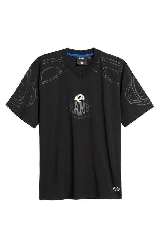 Shop Hugo Boss Boss X Nfl Tackle Graphic T-shirt In Los Angeles Rams Black