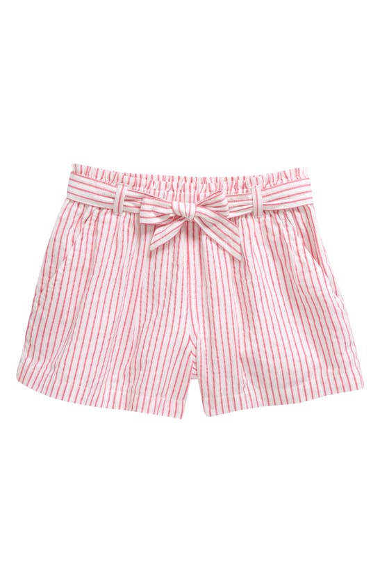 Nordstrom Kids' Belted Cotton Seersucker Shorts In Pink- White Calvin Stripe