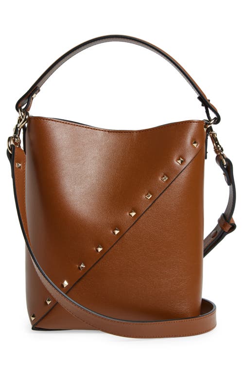 Shop Valentino Garavani Rockstud Wispy Crossbody Bucket Bag In Tobacco