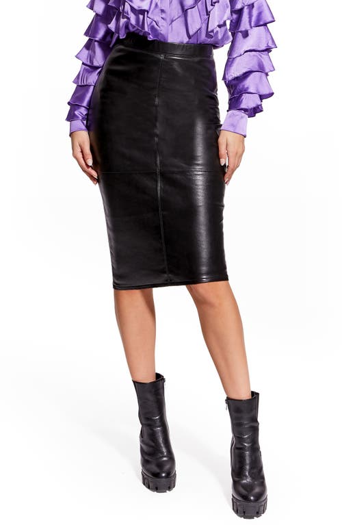 Port Elizabeth Recycled Leather & Knit Pencil Skirt in Black