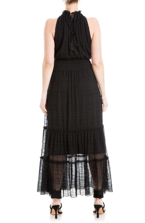 Max Studio Mock Neck Lace Mesh Dress In Black