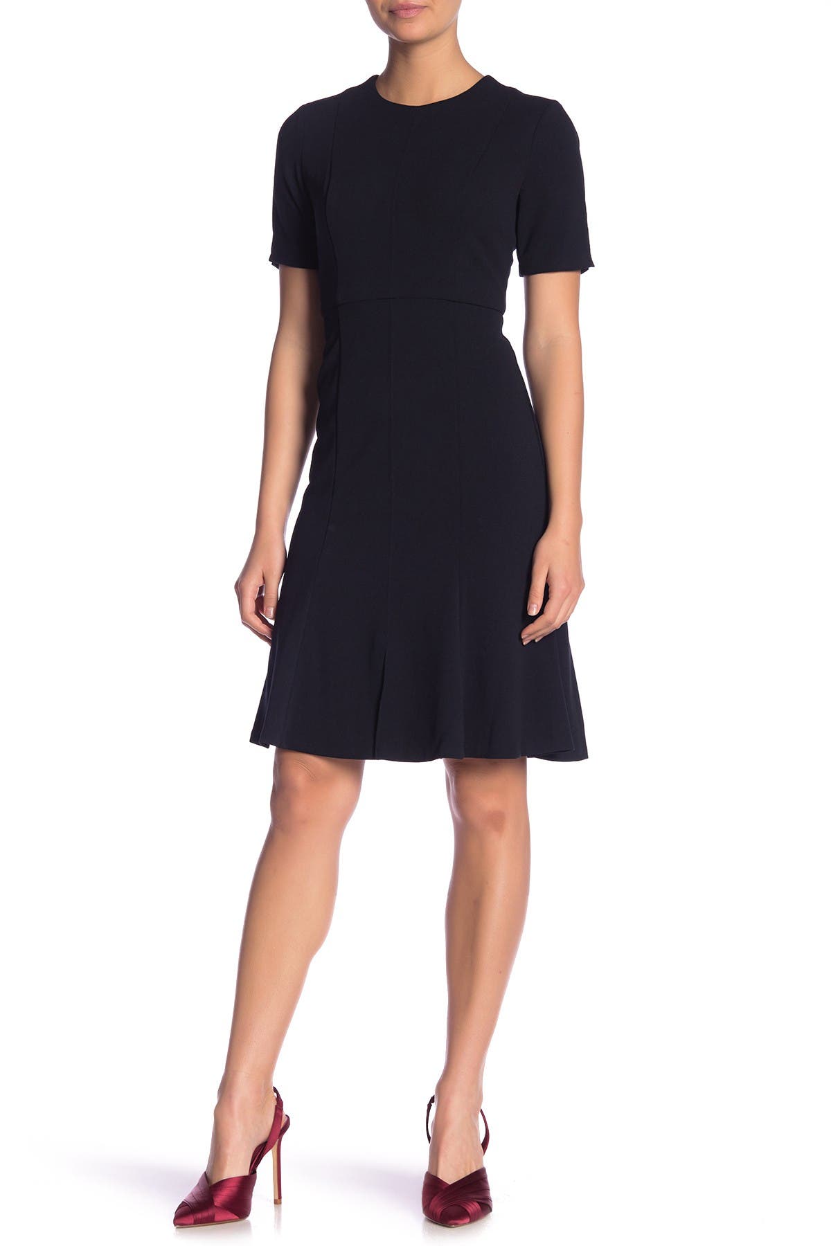 donna morgan short sleeve fit & flare dress