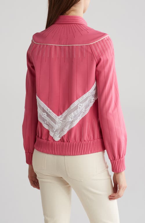 Shop Valentino Tie Neck Jacket In Shadow Pink/bianco