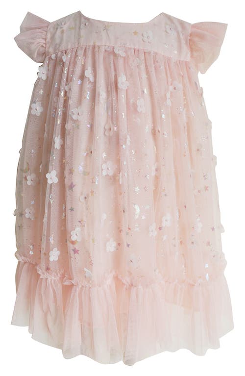 Popatu Metallic 3D Floral Party Dress Peach at Nordstrom,