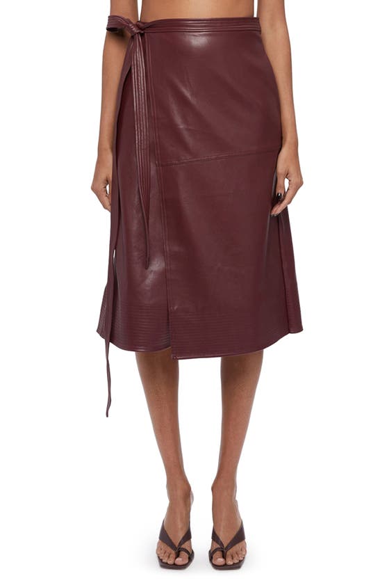 Simkhai Bia Wrap-effect Paneled Vegan Leather Midi Skirt In Merlot
