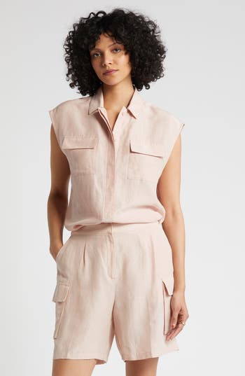 Shop Nordstrom Dolman Sleeve Flap Pocket Button-up Shirt In Pink Smoke