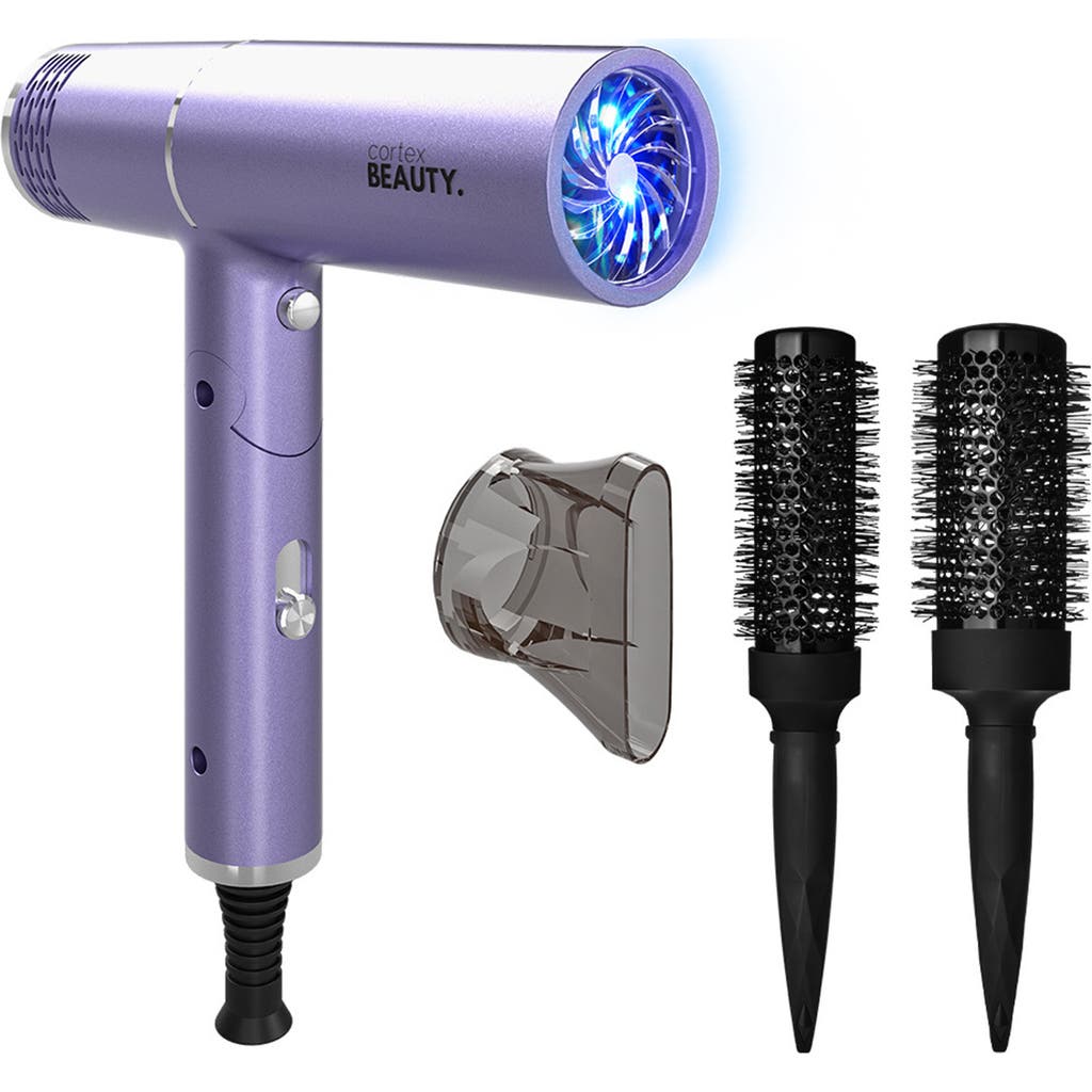 Cortex Beauty Airfold Ionic Foldable Dryer + 2-piece Blowout Brush Set $249.99 Value In Purple