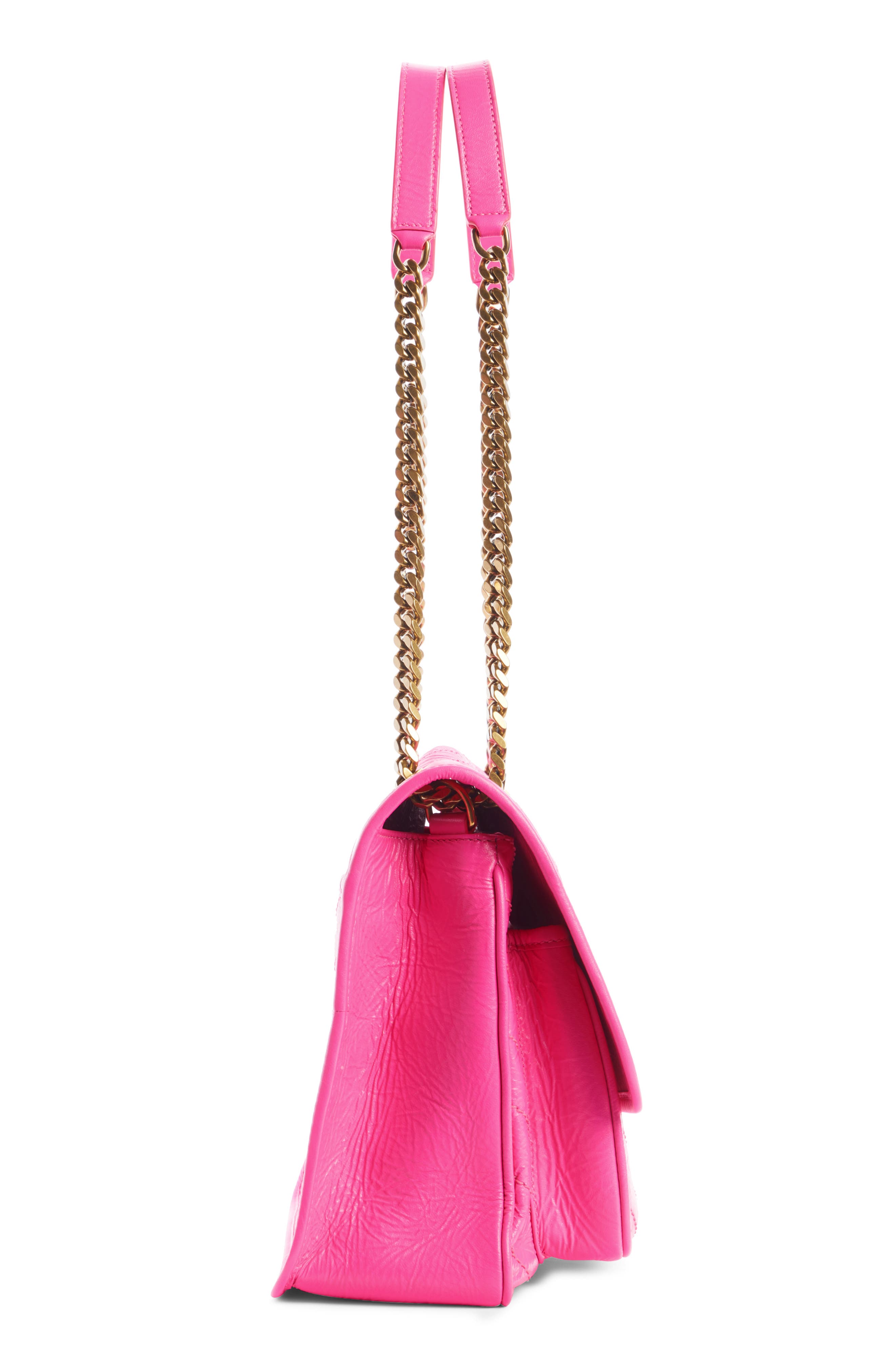 Pink Niki baby quilted crinkled-leather shoulder bag