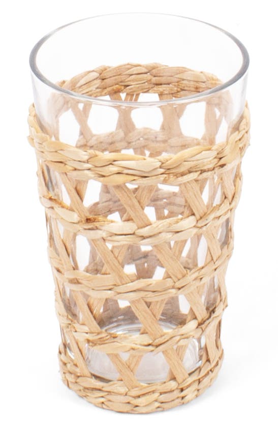 8 Oak Lane Set Of 4 Rattan Glass Tumblers In Natural Rattan