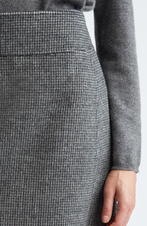 Max Mara Stone Microcheck Wool Blend Skirt In Medium Grey
