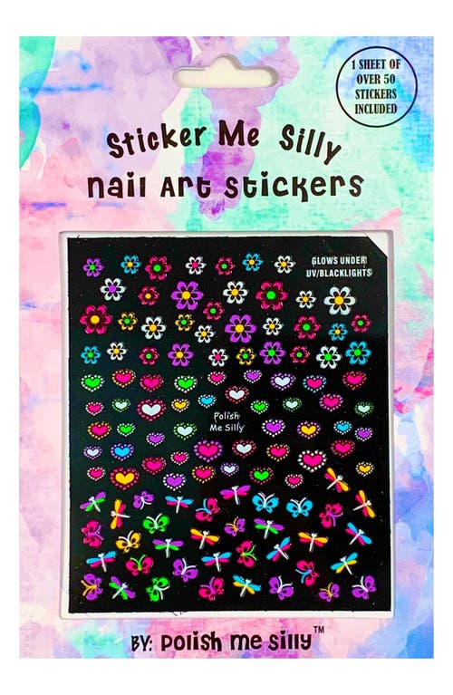 POLISH ME SILLY UV Glow Nail Art Stickers in Neon Flower Heart Dragonfly at Nordstrom