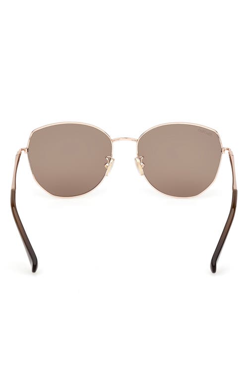 Shop Max Mara 58mm Round Sunglasses In Gold/brown