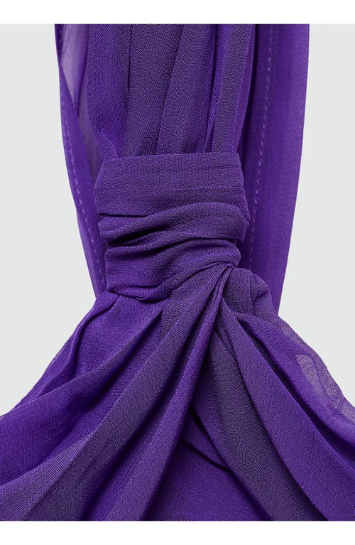 Shop Mango Ruched One-shoulder Minidress In Purple