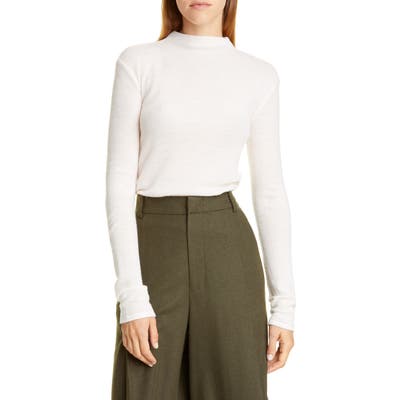 Vince Funnel Neck Fitted Wool Blend Sweater, Beige