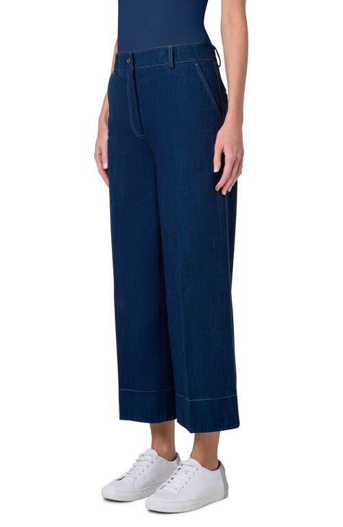 Shop Akris Punto Chiara Wide Leg Crop Jeans In Ink Denim