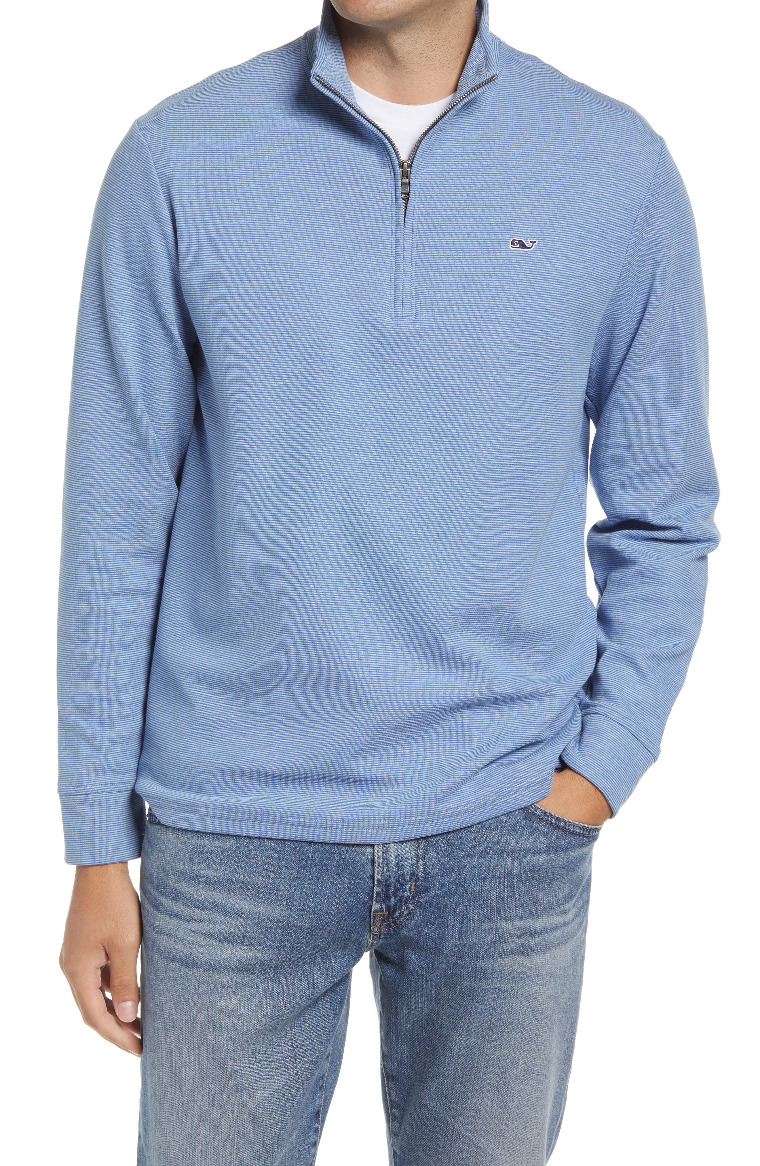 blue quarter zip pullover