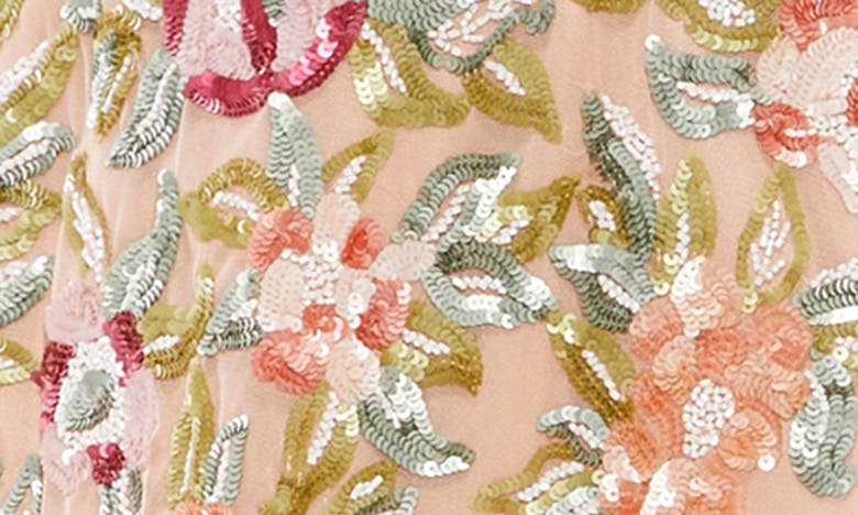 Shop Mac Duggal Floral Sequin Sleeveless Minidress In Blush Multi