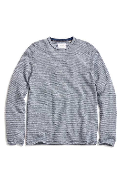 Billy Reid Tuck Stripe Crewneck Sweater in Dark Denim 