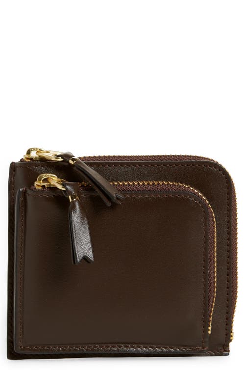 Comme des Garçons Wallets Outside Pocket Two-Compartment Half Zip Leather Wallet in Brown at Nordstrom