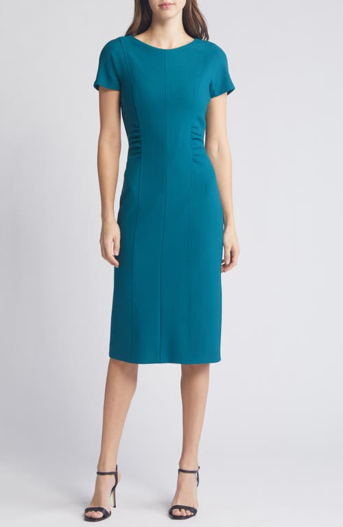 BOSS Dakela Ruched Sheath Dress Emerald Night at Nordstrom,