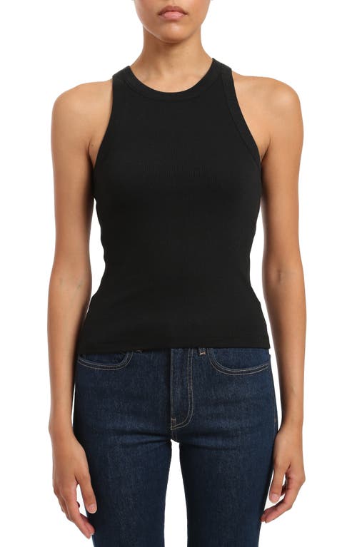 Mavi Jeans Ribbed Stretch Cotton Tank Black at Nordstrom,