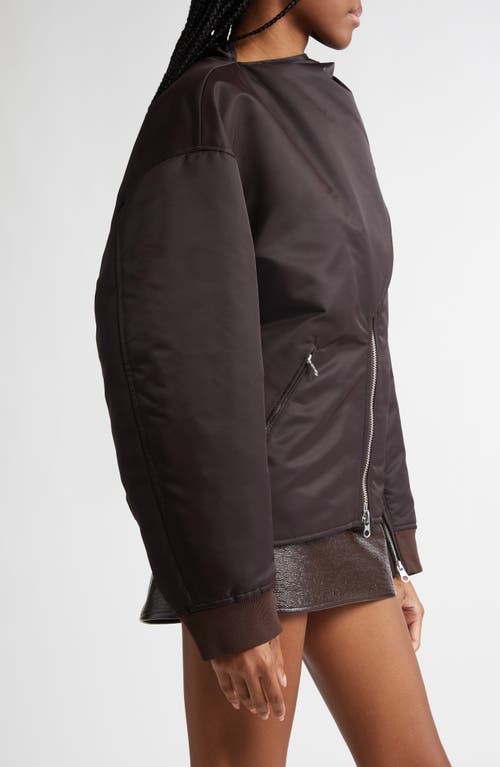 Courrèges Bow Collar Bomber Jacket In Chocolate