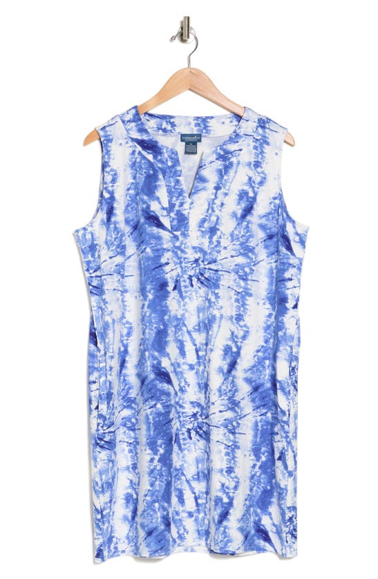 Caribbean Joe Sleeveless Dress In Blue Print