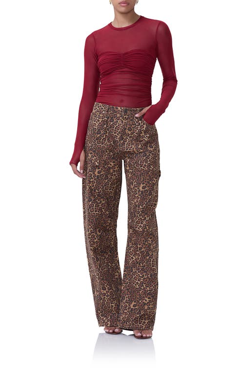 Shop Afrm Rhett Leopard Print Carpenter Jeans In Rock Leopard