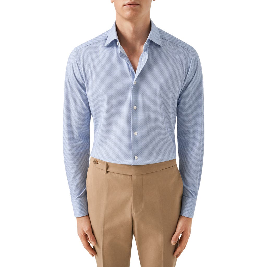 Eton Slim Fit Geometric Print 4flex Stretch Dress Shirt In Lt/pastel Blue