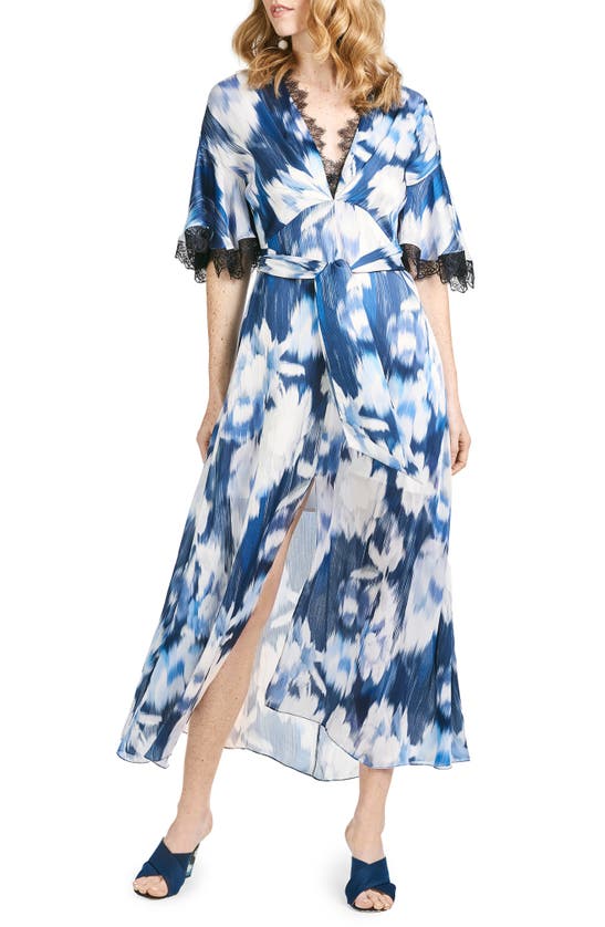 SACHIN & BABI JENNY ABSTRACT FLORAL LACE TRIM DRESS,S21G15-471