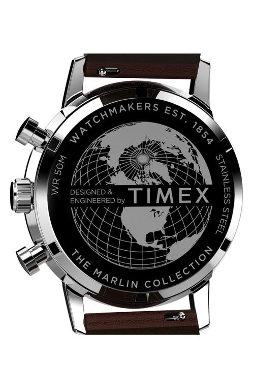 Shop Timex ® Marlin Leather Strap Chronograph Watch, 40mm In Brown