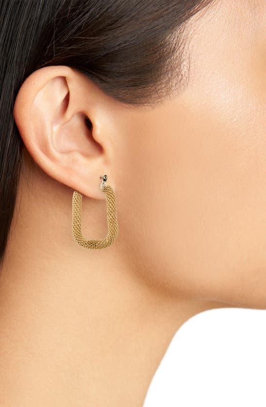 Shop Area Stars Etched Rectangular Hoop Earrings In Gold