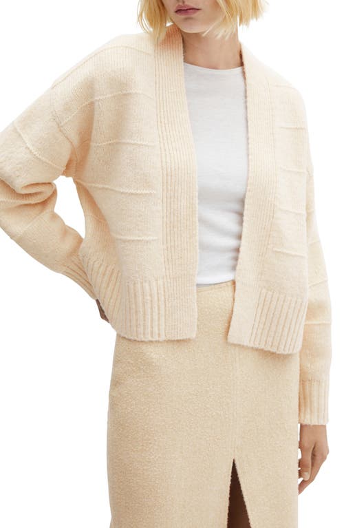 MANGO Decorative Seam Open Front Cardigan in Beige at Nordstrom, Size X-Large