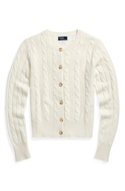 Shop Polo Ralph Lauren Cable Knit Cashmere Cardigan In Cream