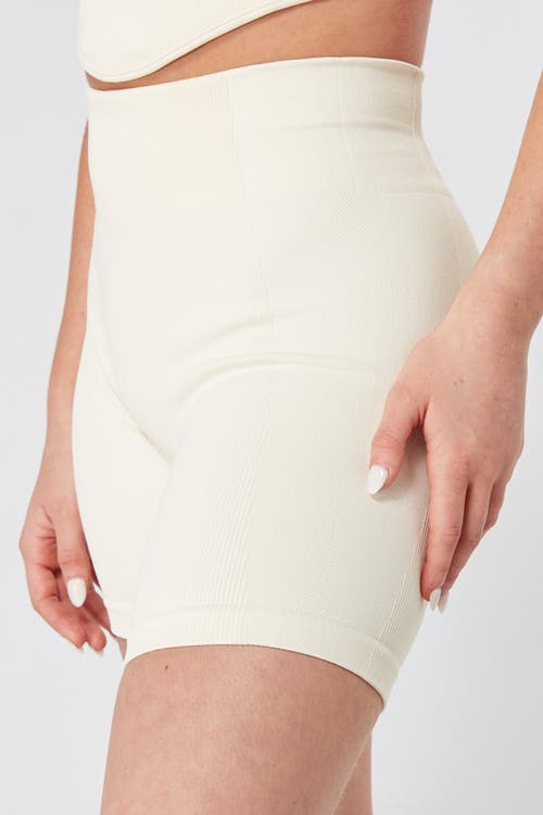 Twill Active Recycled Seamless Rib High Waist Bike Shorts In Cream
