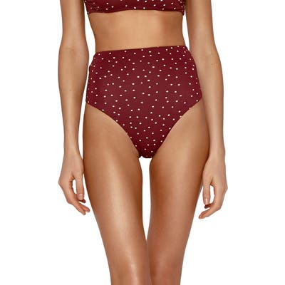 Vix Swimwear Hot Pant High Waist Bikini Bottoms, Burgundy