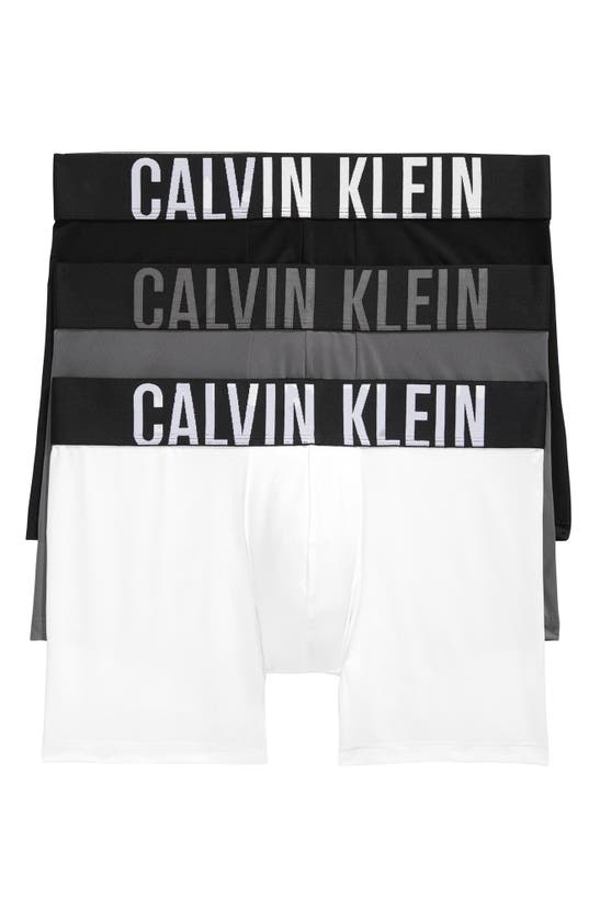 Shop Calvin Klein 3-pack Intense Power Microfiber Boxer Briefs In Black/grey/ivory