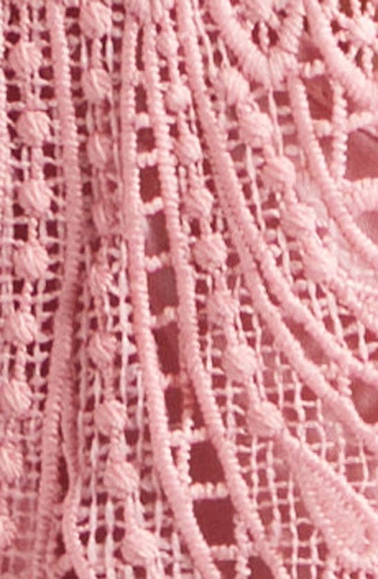 Shop Farm Rio Guipure Long Sleeve Crop Top In Blush Pink