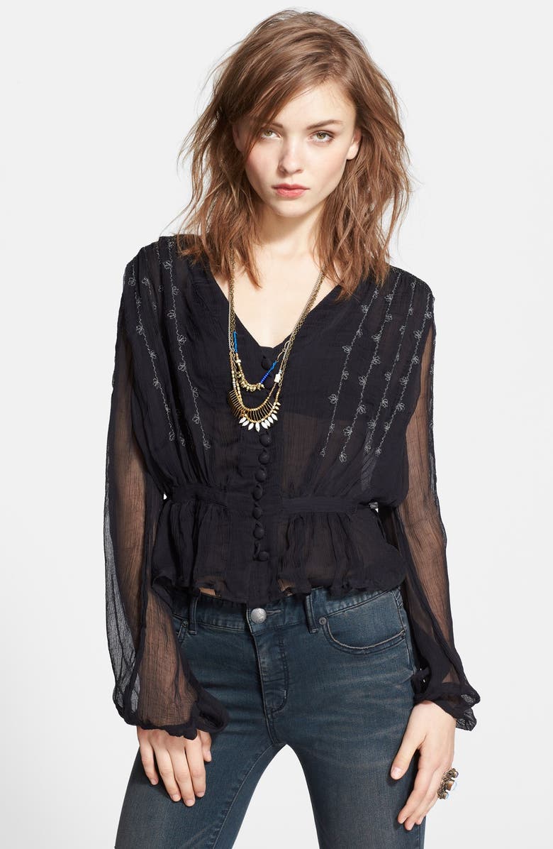 Free People 'Midnight Shimmer' Embroidered Blouse | Nordstrom