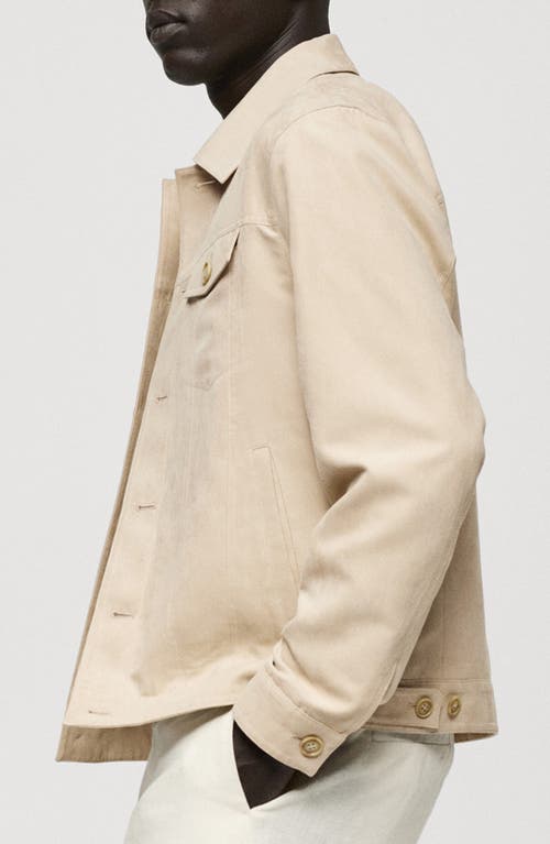 Mango Suede Effect Trucker Jacket In Beige