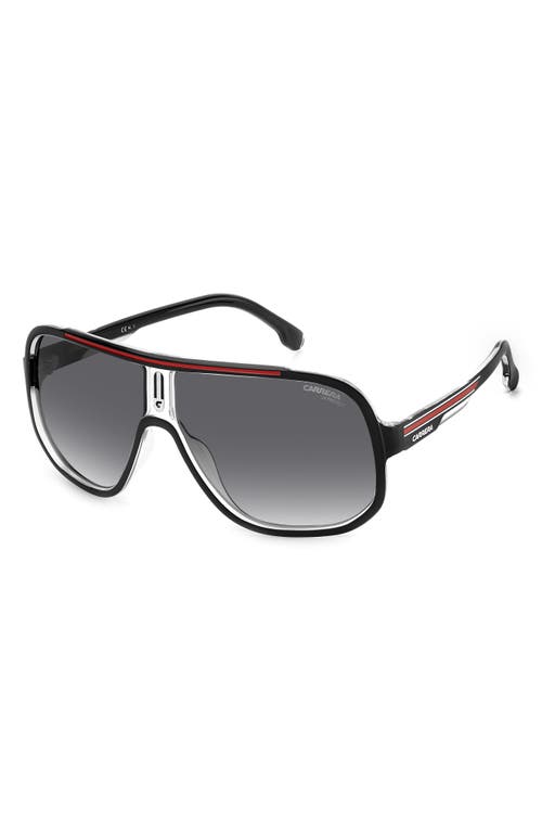 Shop Carrera Eyewear 63mm Oversize Rectangular Navigator Sunglasses In Black Red/grey Shaded