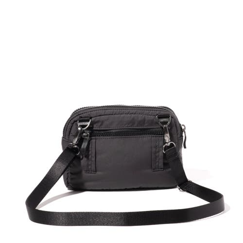 Baggallini Triple Zip Bagg Small Crossbody Bag In Black Puff
