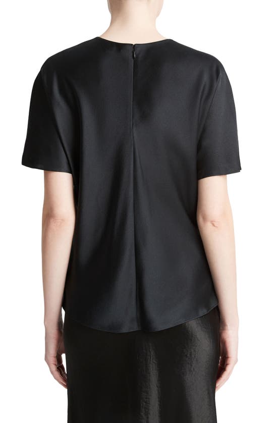 Shop Vince Bias Cut Silk Satin T-shirt In Black