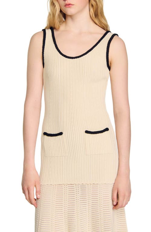 Shop Sandro Pointelle Knit Dress In Ecru